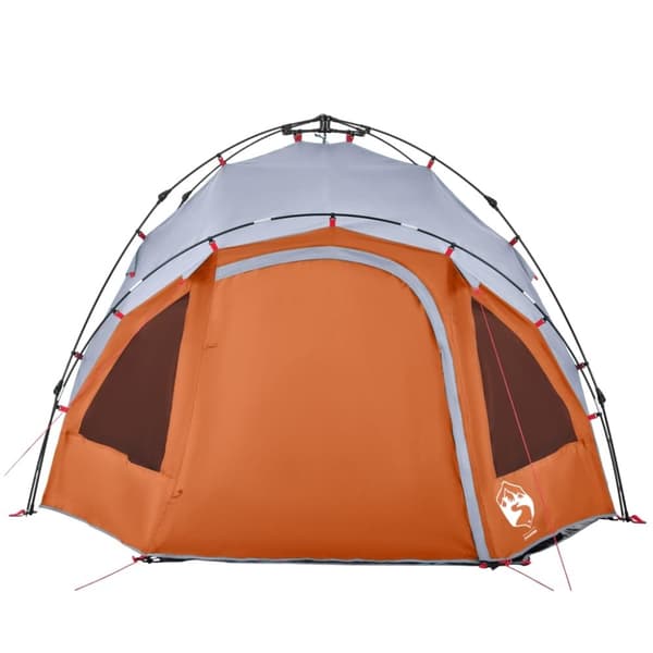 vidaXL Campingtelt 3 personer grå og oransje hurtigutløser