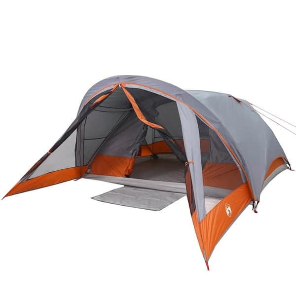 vidaXL Campingtält 4 personer grå och orange vattentätt
