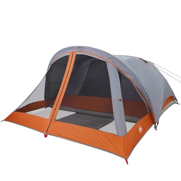 vidaXL Campingtält 4 personer grå och orange vattentätt