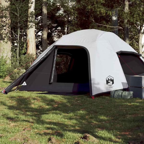 vidaXL 4-personers campingtelt vandtæt mørklægningsstof hvid