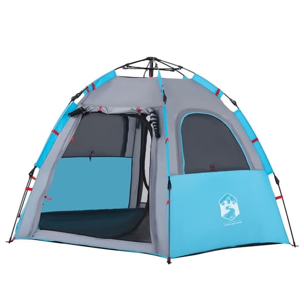 vidaXL Campingtält 4 personer blå snabbrest