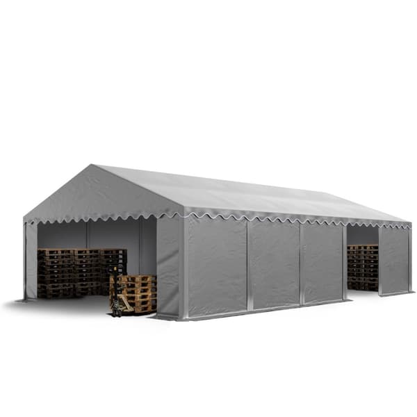 TOOLPORT Lagertelt 5x10m opbevaringstelt PVC 700 N grå vandtæt