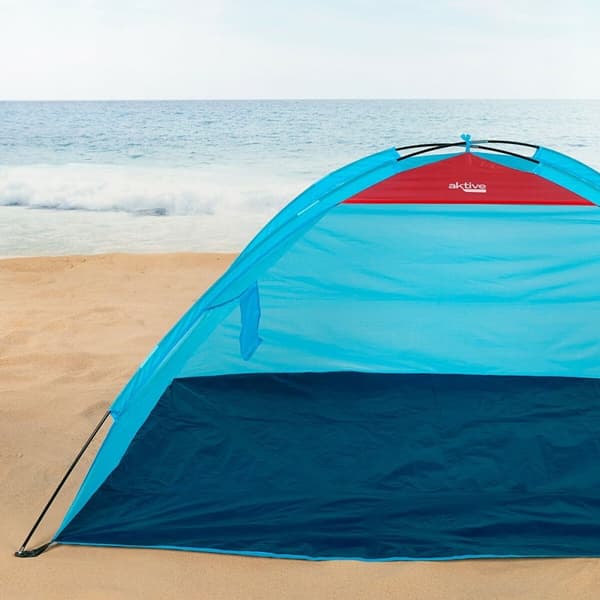 Vindskærm og læskærm Aktive Blå Polyester Oxford 210D 200 x 92 x 130 cm 200 x 130 x 92 cm