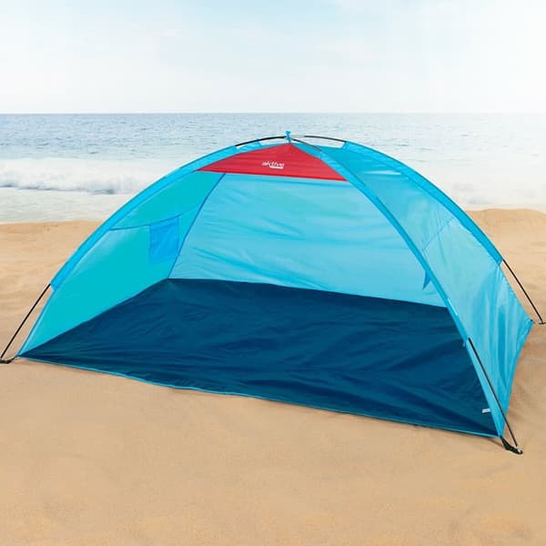 Vindskærm og læskærm Aktive Blå Polyester Oxford 210D 200 x 92 x 130 cm 200 x 130 x 92 cm