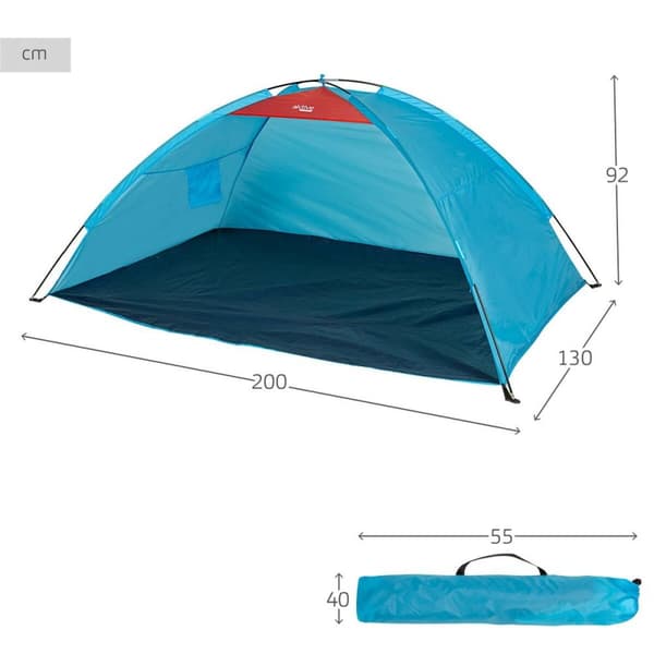 Vindskærm og læskærm Aktive Blå Polyester Oxford 210D 200 x 92 x 130 cm 200 x 130 x 92 cm