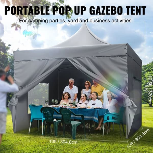 10x10 FT pop-up lusthustält, baldakin för 6-8 personer, högpresterande tyg, 3 justerbara höjder, snabb och enkel montering