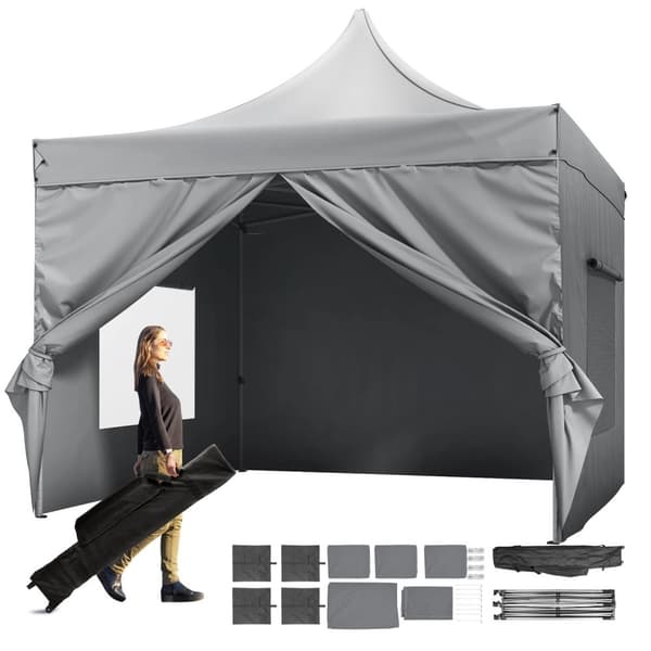 10x10 FT pop-up lusthustält, baldakin för 6-8 personer, högpresterande tyg, 3 justerbara höjder, snabb och enkel montering