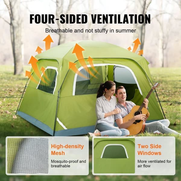 305 x 275 x 200 cm 6-personers utrymme regntätt campingtält, högkvalitativt tyg, insektssäkert, bra ventilation