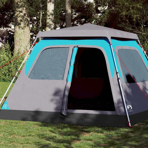 vidaXL Kuppeltelt for camping 6 personer blå hurtigutløser
