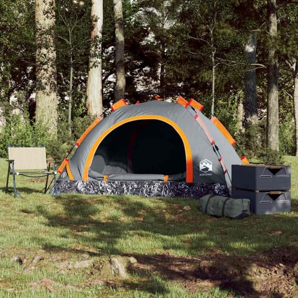 vidaXL Campingtält 2 personer grå snabbrest