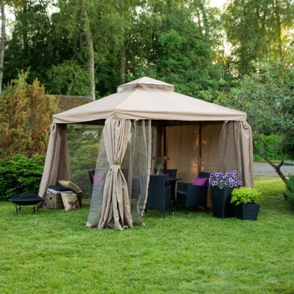 Paviljonki LEGEND  beige 2.9x3.9m, alumiinikehikko, polyesterikangas, hyttysverkot
