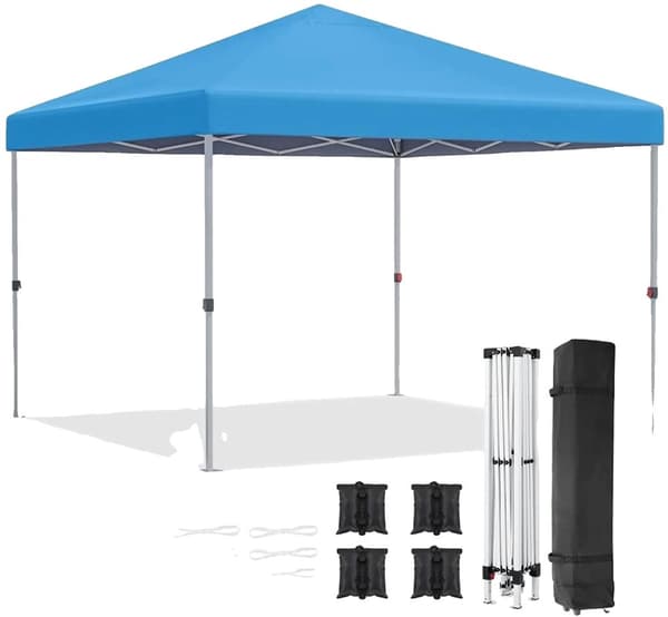 Pop Up -paviljonki, vedenpitävä telttakatos, UPF50+ auringonsuoja 3x3m, säädettävä korkeus,Sininen