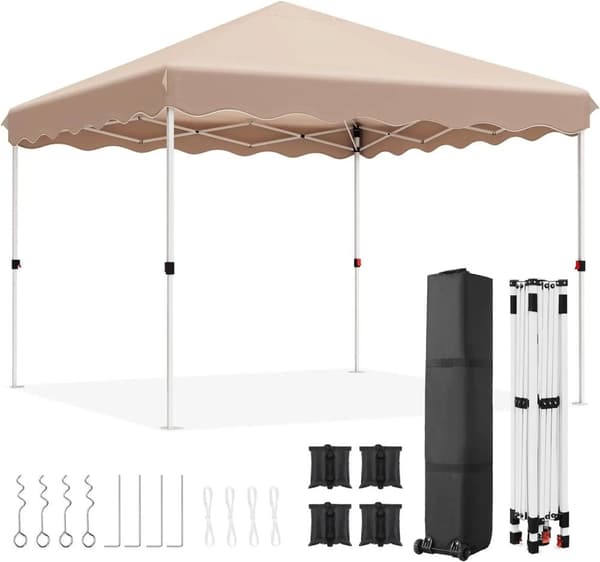 Pop Up -paviljonki, vedenpitävä telttakatos, UPF50+ auringonsuoja 3x3m, säädettävä korkeus,Sininen