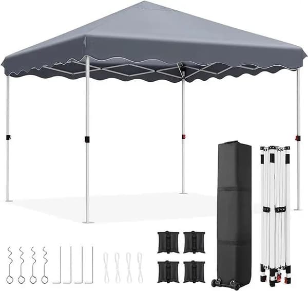 Pop Up -paviljonki, vedenpitävä telttakatos, UPF50+ auringonsuoja 3x3m, säädettävä korkeus,Sininen