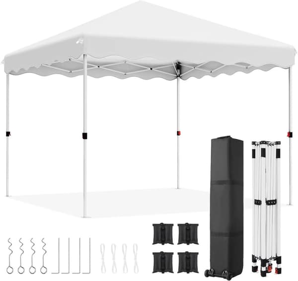 Pop Up -paviljonki, vedenpitävä telttakatos, UPF50+ auringonsuoja 3x3m, säädettävä korkeus,Sininen