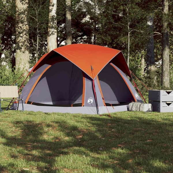 vidaXL 4-personers campingtelt vandtæt grå og orange