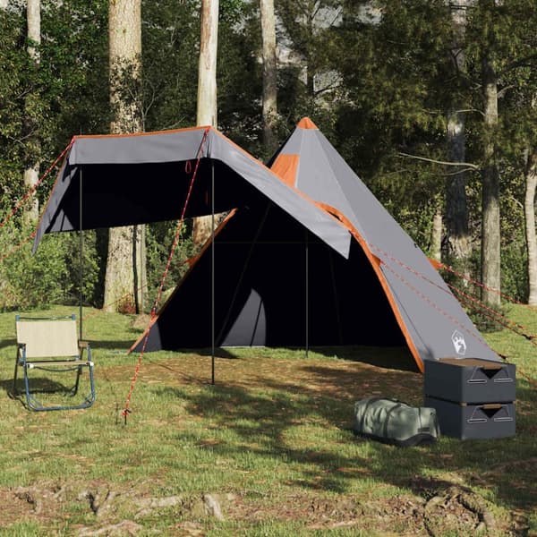 vidaXL Campingtelt tipi 5 personer grå vanntett