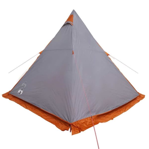 vidaXL Familietelt tipi for 6 personer grå og oransje vanntett