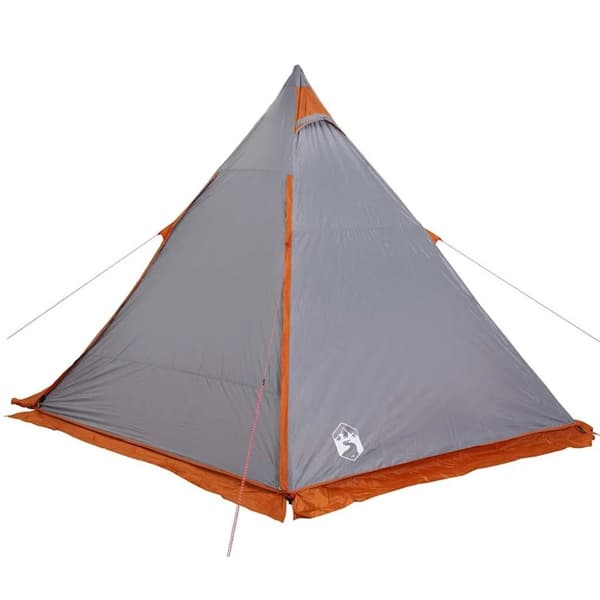 vidaXL Familietelt tipi for 6 personer grå og oransje vanntett