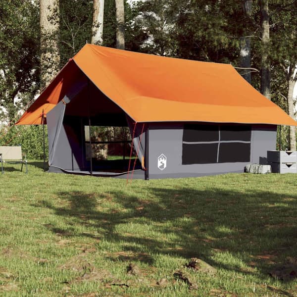 vidaXL Campingtält 5 personer grå och orange vattentätt