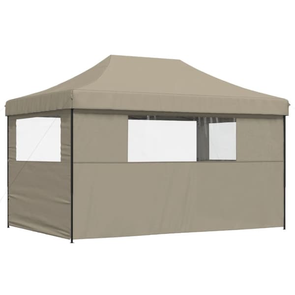 Pop-Up hopfällbart partytält med 3 sidoväggar taupe