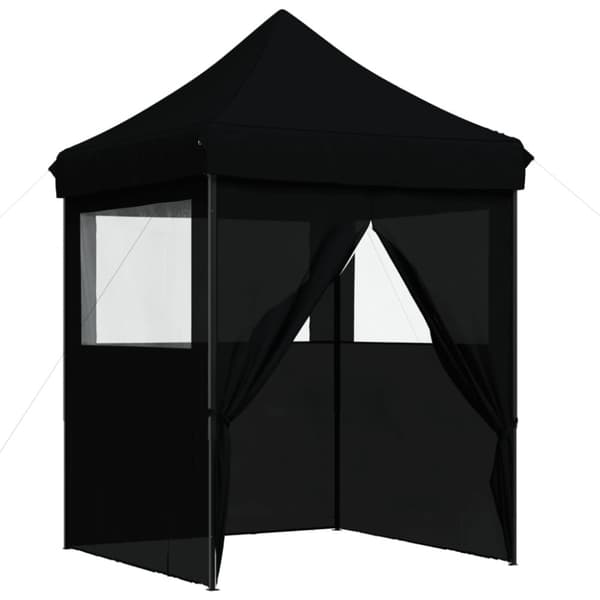 foldbart pop-up festtelt med 4 sidevægge sort