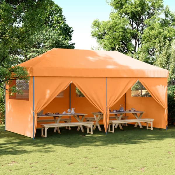 foldbart pop-up festtelt med 4 sidevægge orange