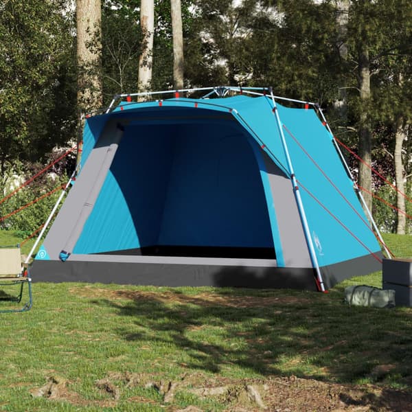Campingtält 4 personer blå snabbrest