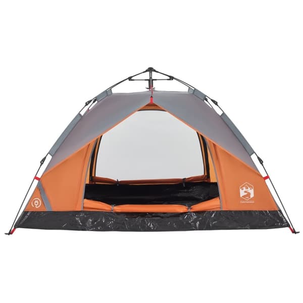 2-personers campingtelt kuppel quick-release grå og orange