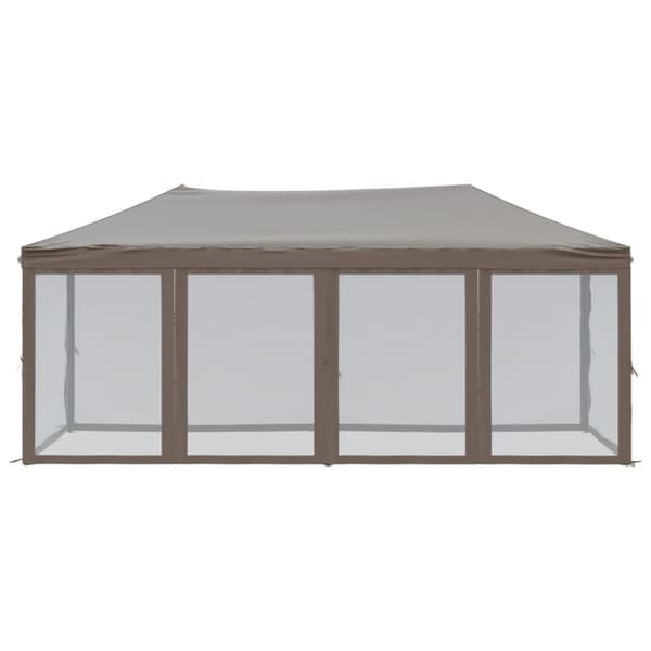 Kokoontaittuva juhlateltta sivuseinillä taupe 3x6 m