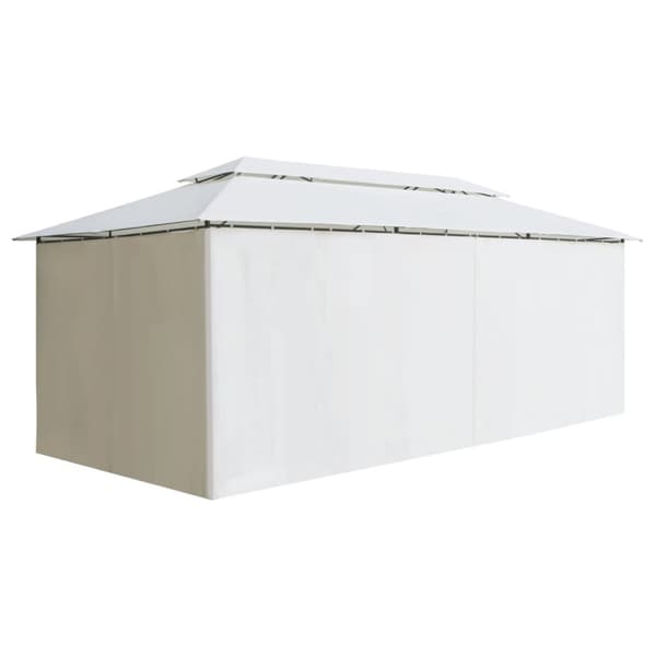 Paviljong med draperier 600x298x270 cm vit 180g/m²