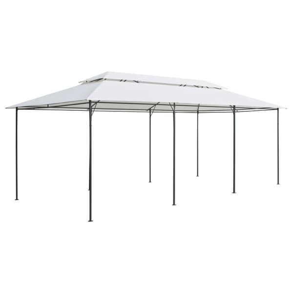 Paviljong med draperier 600x298x270 cm vit 180g/m²