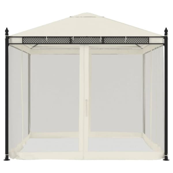pavillon 2,93x2,93 m meshvægge stål cremefarvet