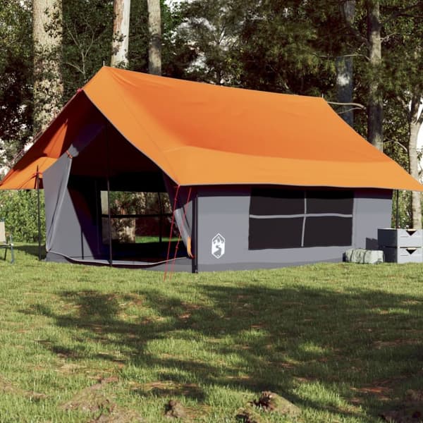 Campingtält 5 personer grå och orange vattentätt
