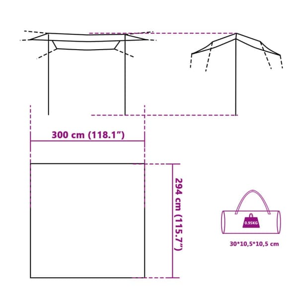 Retkipressu harmaa ja oranssi 300x294 cm vedenpitävä