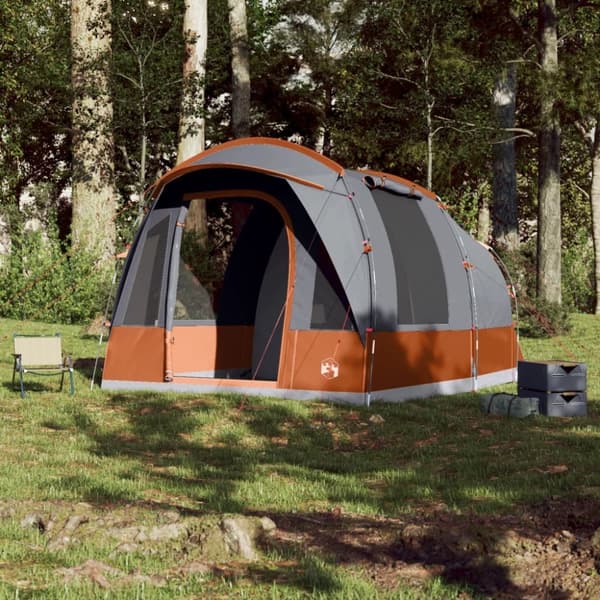 Campingtält tunnel 3 personer grå och orange vattentätt