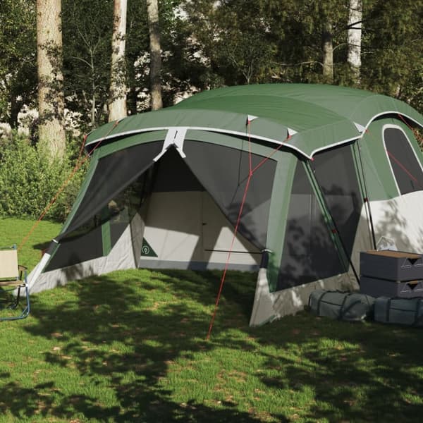 Campingtält med veranda 4 personer grön vattentätt