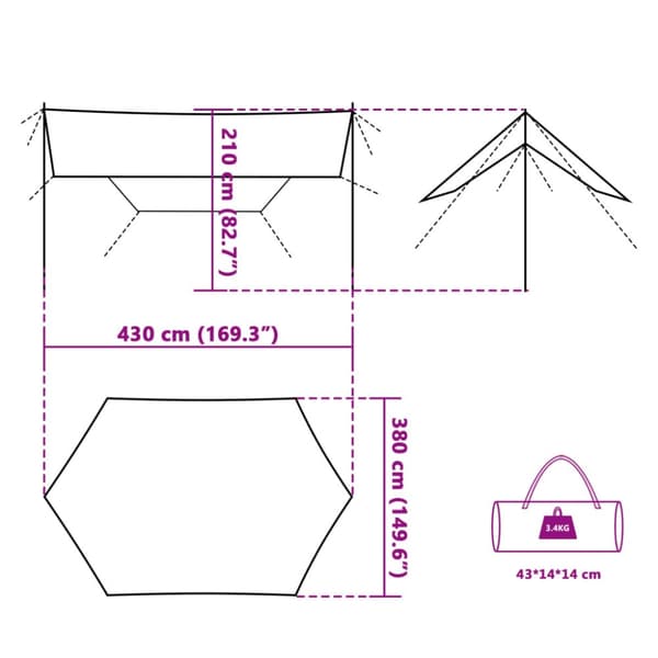 Tarp grön 430x380x210 cm vattentät