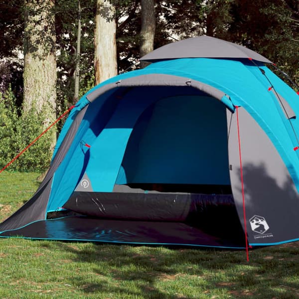 3-personers campingtelt kuppel quick-release blå