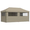 Miniatyrbillede 5 af 10: foldbart pop up-festtelt med 4 sidevægge gråbrun