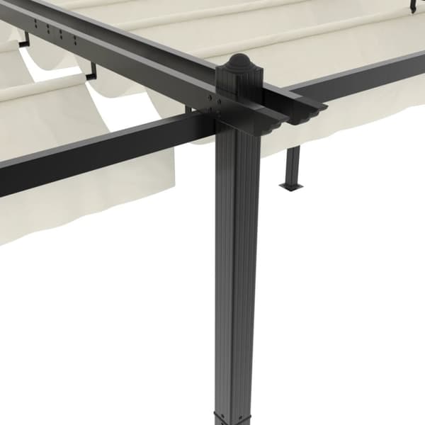 Paviljong med infällbart tak gräddvit 3x6 m aluminium