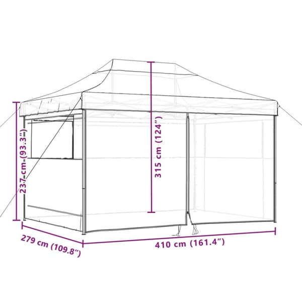 foldbart pop-up festtelt med 4 sidevægge beige