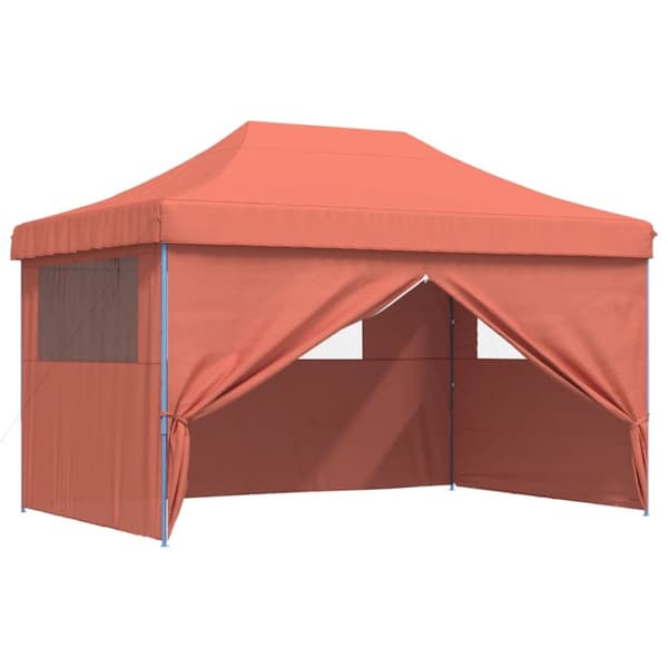 foldbart pop-up festtelt med 4 sidevægge terracotta