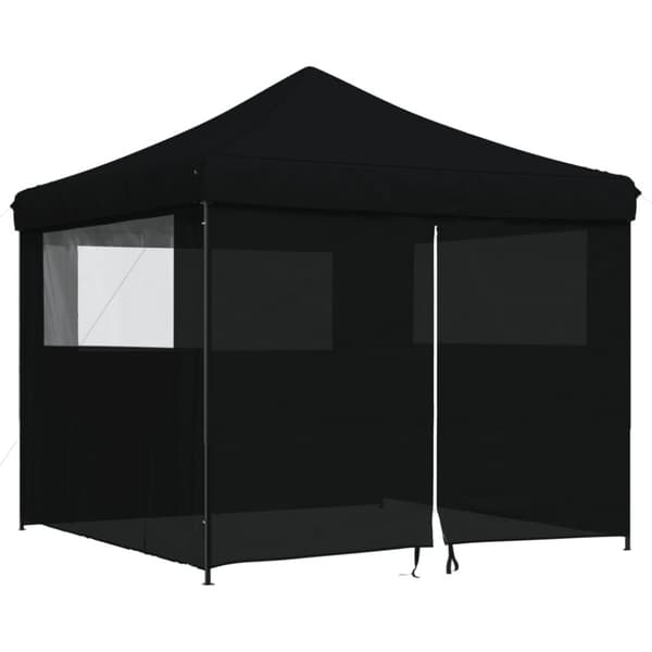 foldbart pop-up festtelt med 4 sidevægge sort