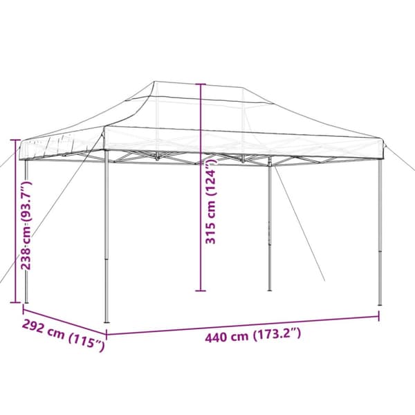 Pop-Up hopfällbart partytält 440x292x315 cm taupe
