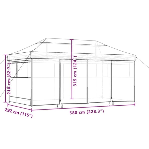 foldbart pop up-festtelt med 4 sidevægge bordeaux