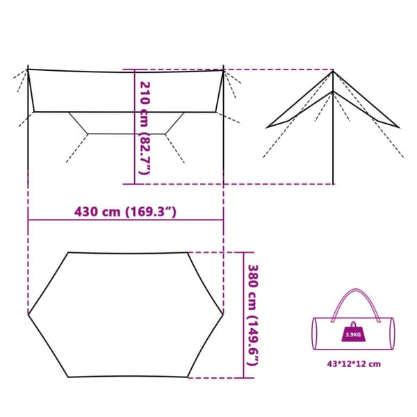 Tarp orange 430x380x210 cm vattentät