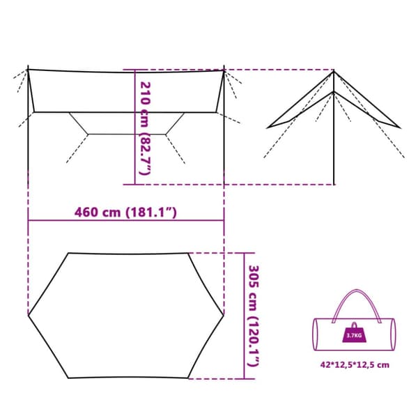 tarp 460x305x210 cm vandtæt blå