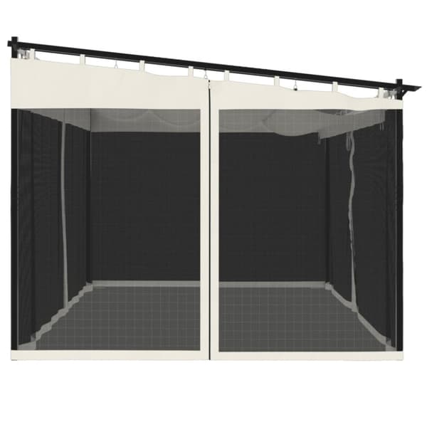 Paviljong med nätväggar gräddvit 4x3 m stål