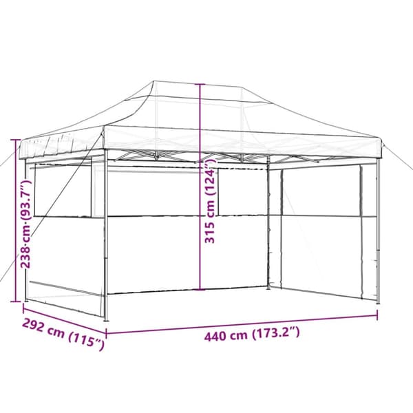 Pop-Up hopfällbart partytält med 3 sidoväggar beige